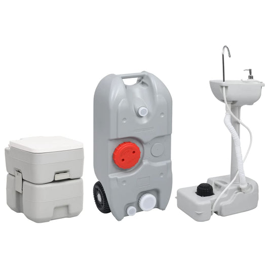 vidaXL Portable Camping Toilet and Handwash Stand Set with Water Tank