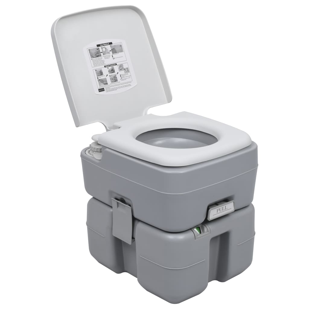 vidaXL Portable Camping Toilet and Handwash Stand Set with Water Tank