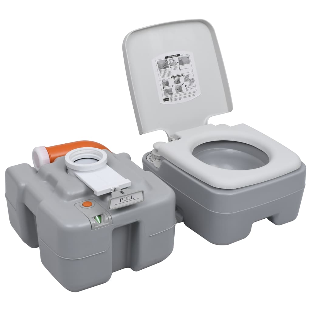 vidaXL Portable Camping Toilet and Handwash Stand Set with Water Tank