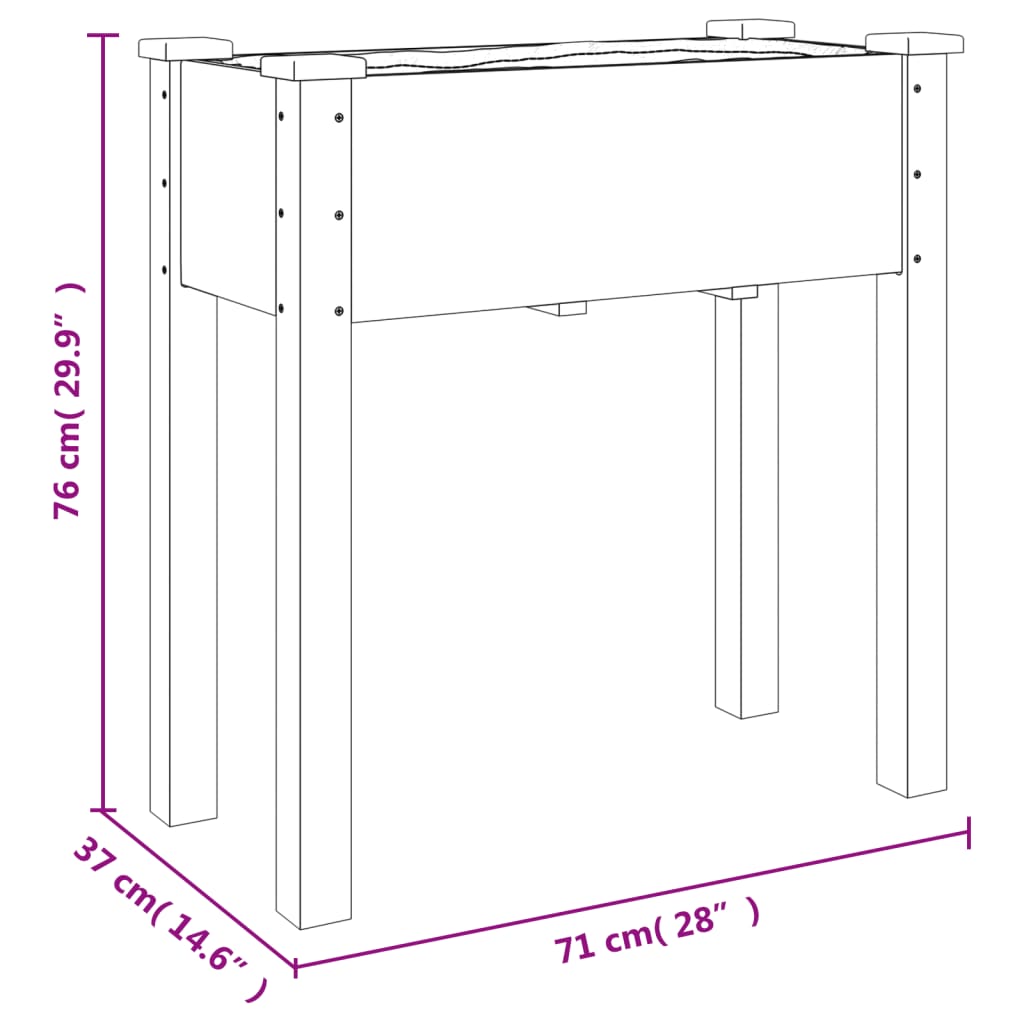 Wheeled Planter with Liner 71x37x80 cm Solid Wood Fir