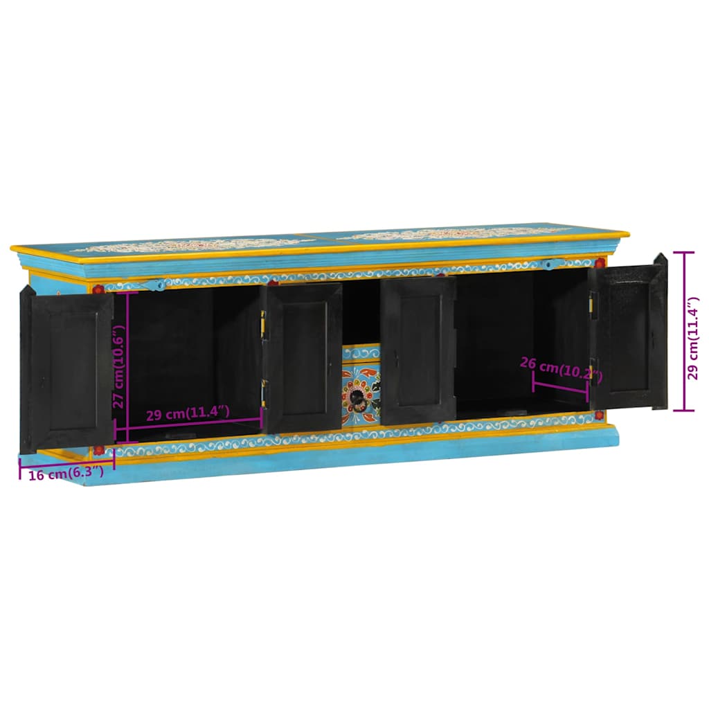 TV Cabinet Blue 110x30x40 cm Solid Wood Mango