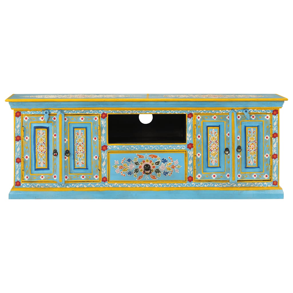 TV Cabinet Blue 110x30x40 cm Solid Wood Mango
