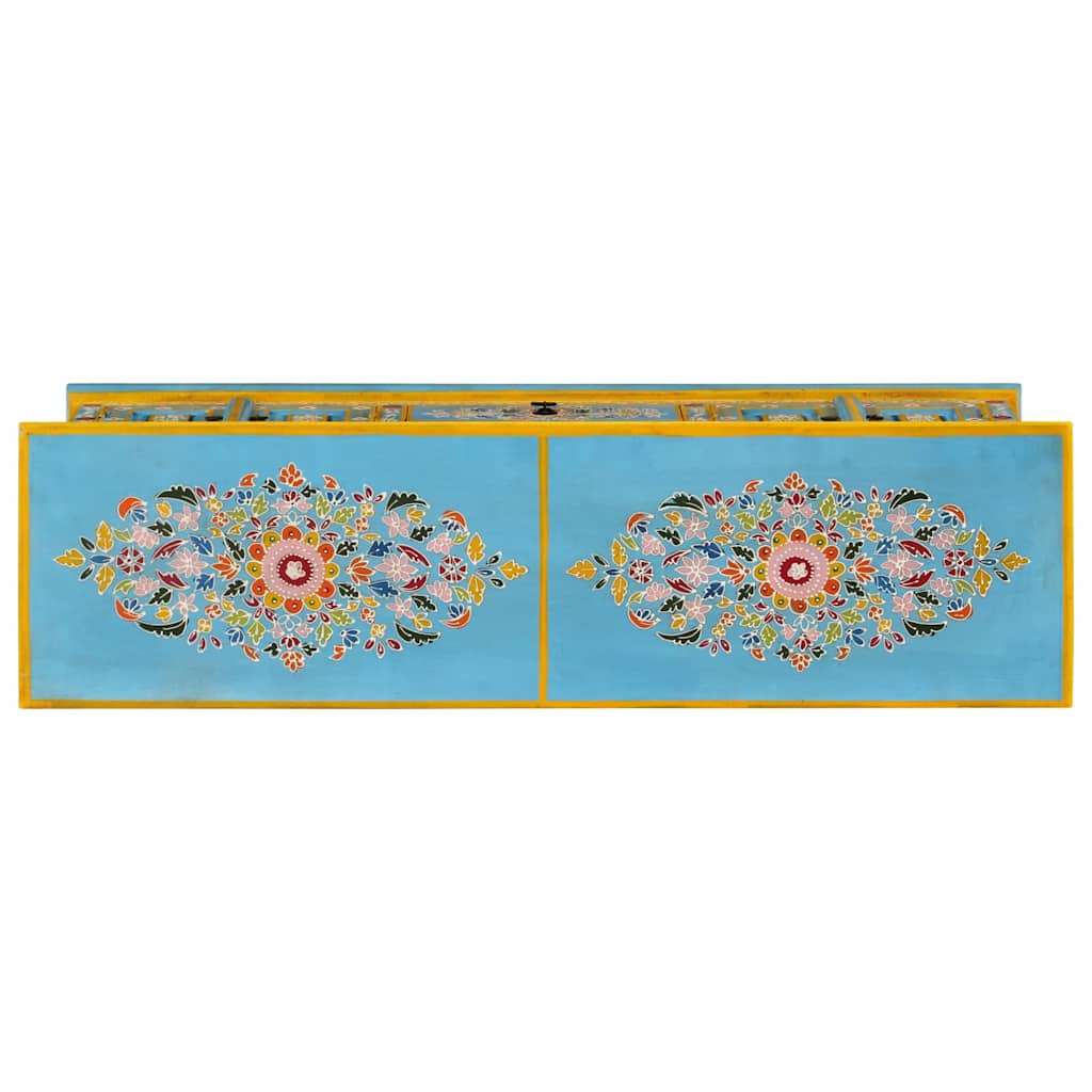 TV Cabinet Blue 110x30x40 cm Solid Wood Mango