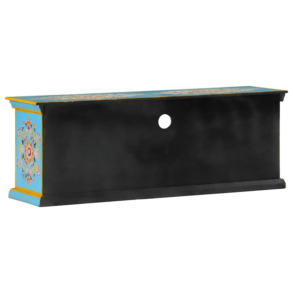 TV Cabinet Blue 110x30x40 cm Solid Wood Mango