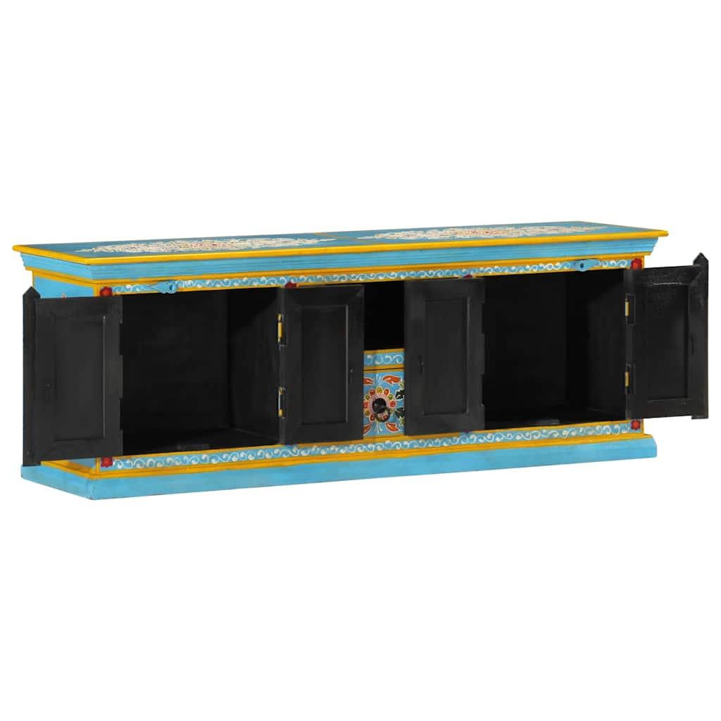 TV Cabinet Blue 110x30x40 cm Solid Wood Mango