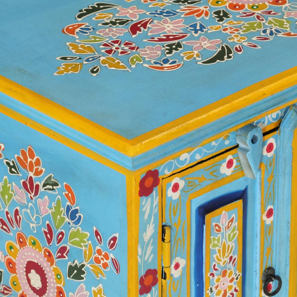 TV Cabinet Blue 110x30x40 cm Solid Wood Mango