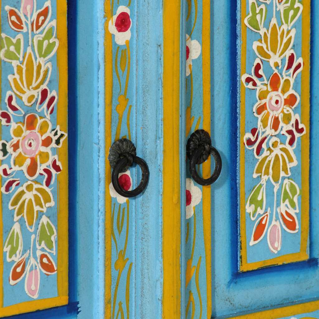 TV Cabinet Blue 110x30x40 cm Solid Wood Mango