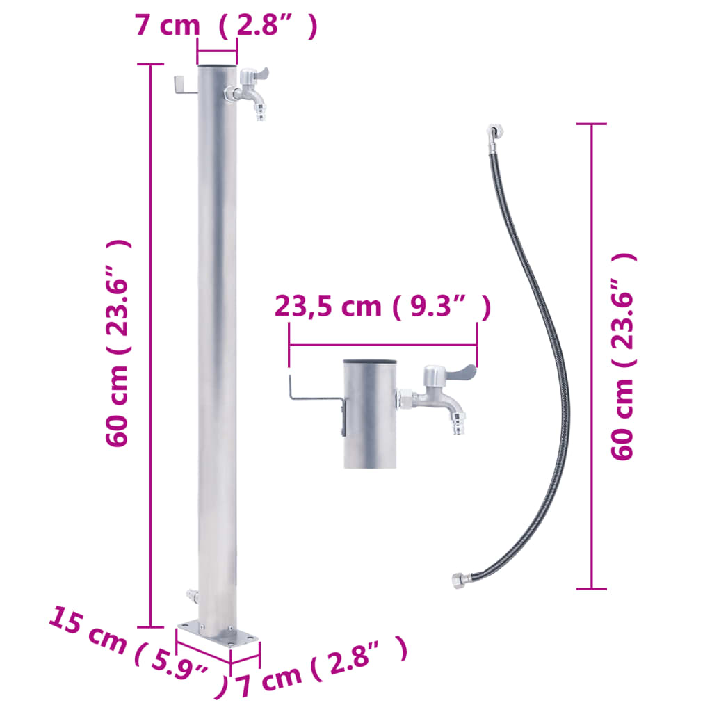 vidaXL Garden Water Column 60 cm Stainless Steel Round