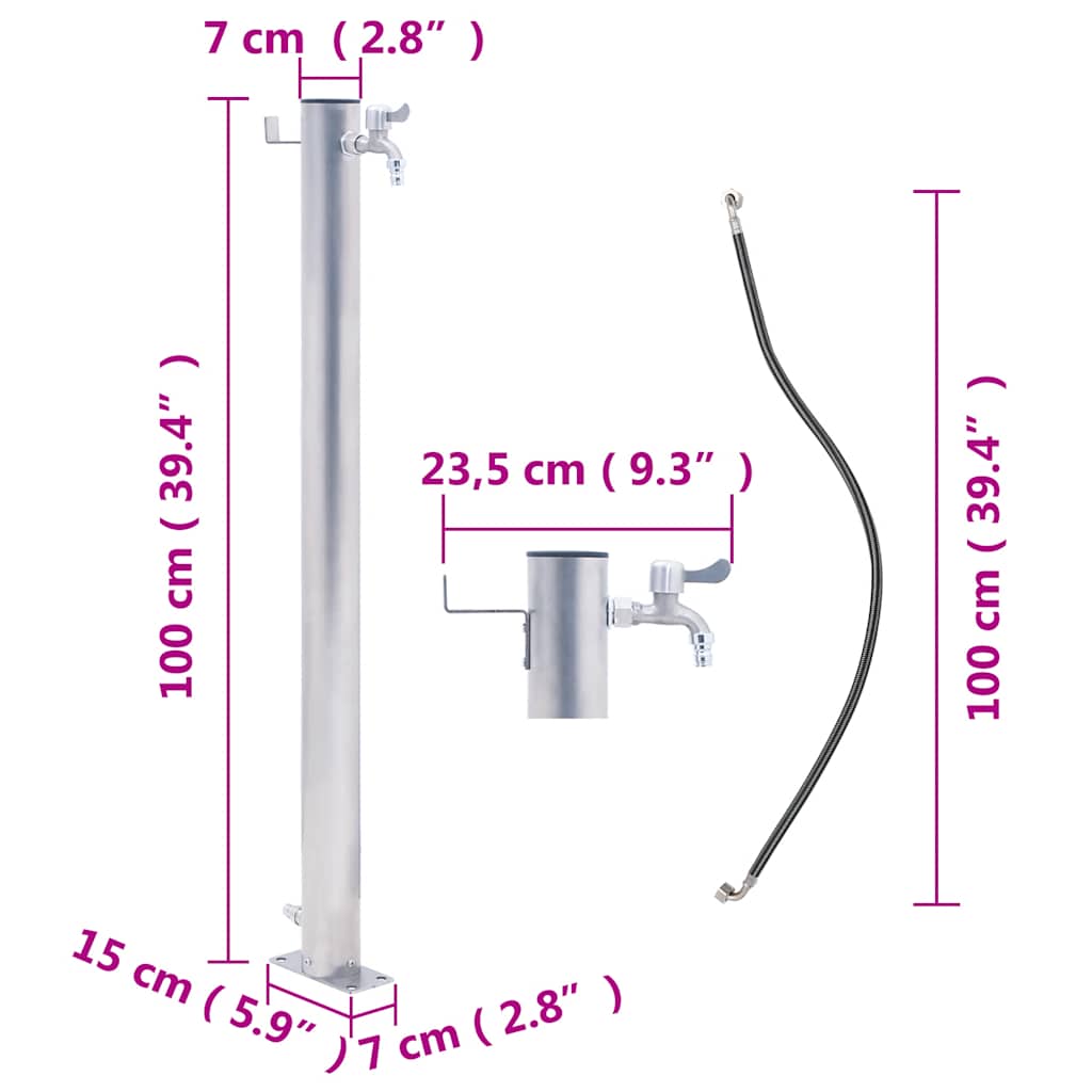 Water Column | Stainless Steel | Tall | Durable | Garden Tap | Round