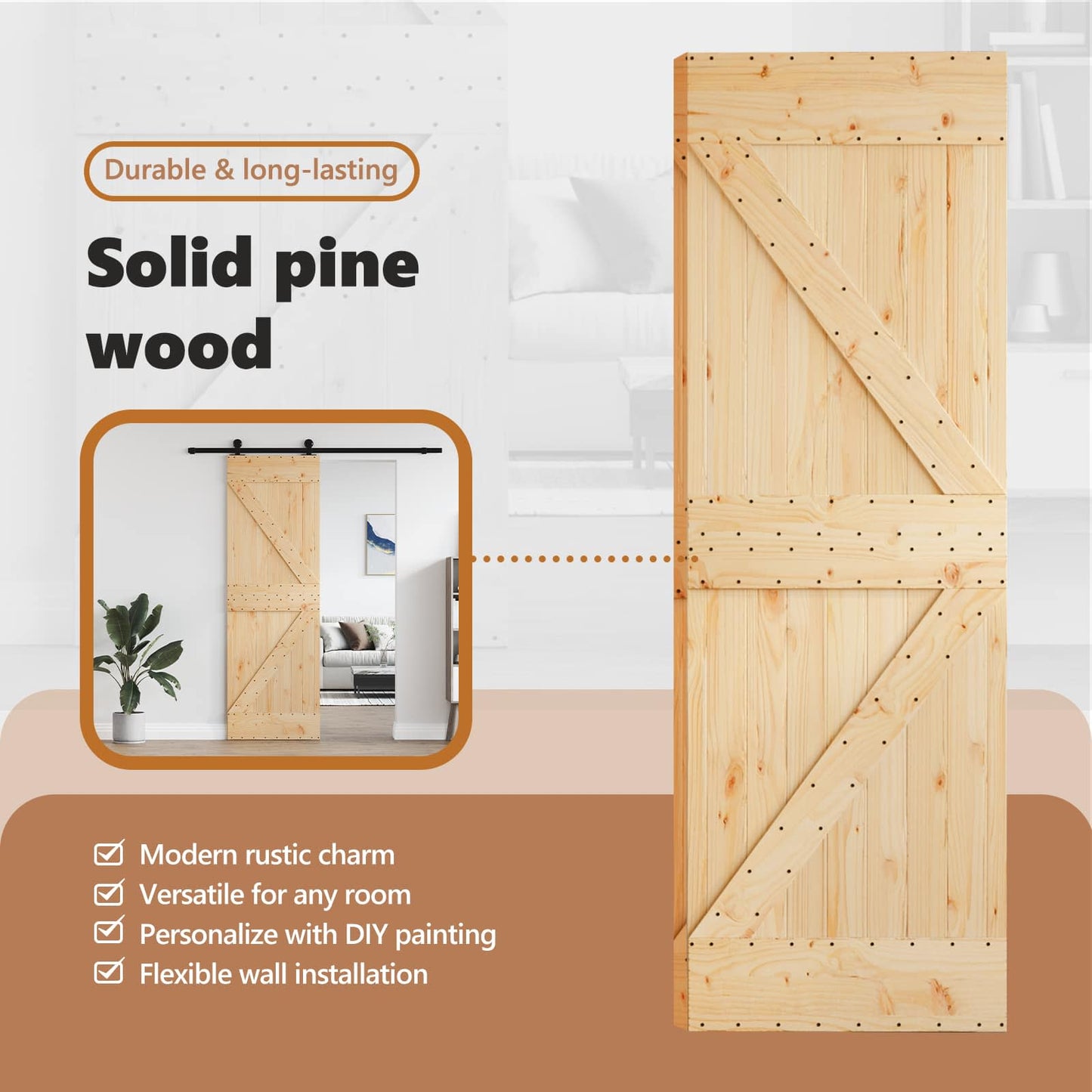 Door NARVIK Natural 70 x 210 cm Solid Pine Wood
