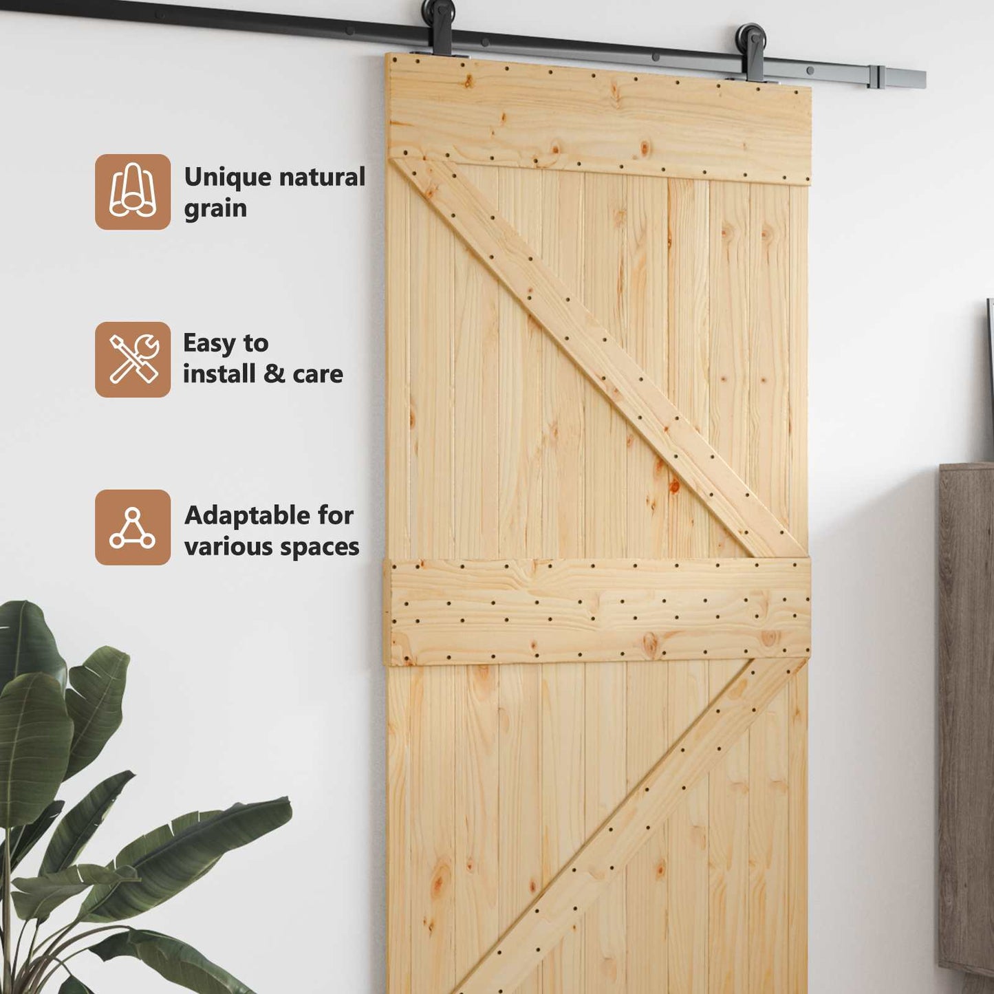 Door NARVIK Natural 95 x 210 cm Solid Pine Wood