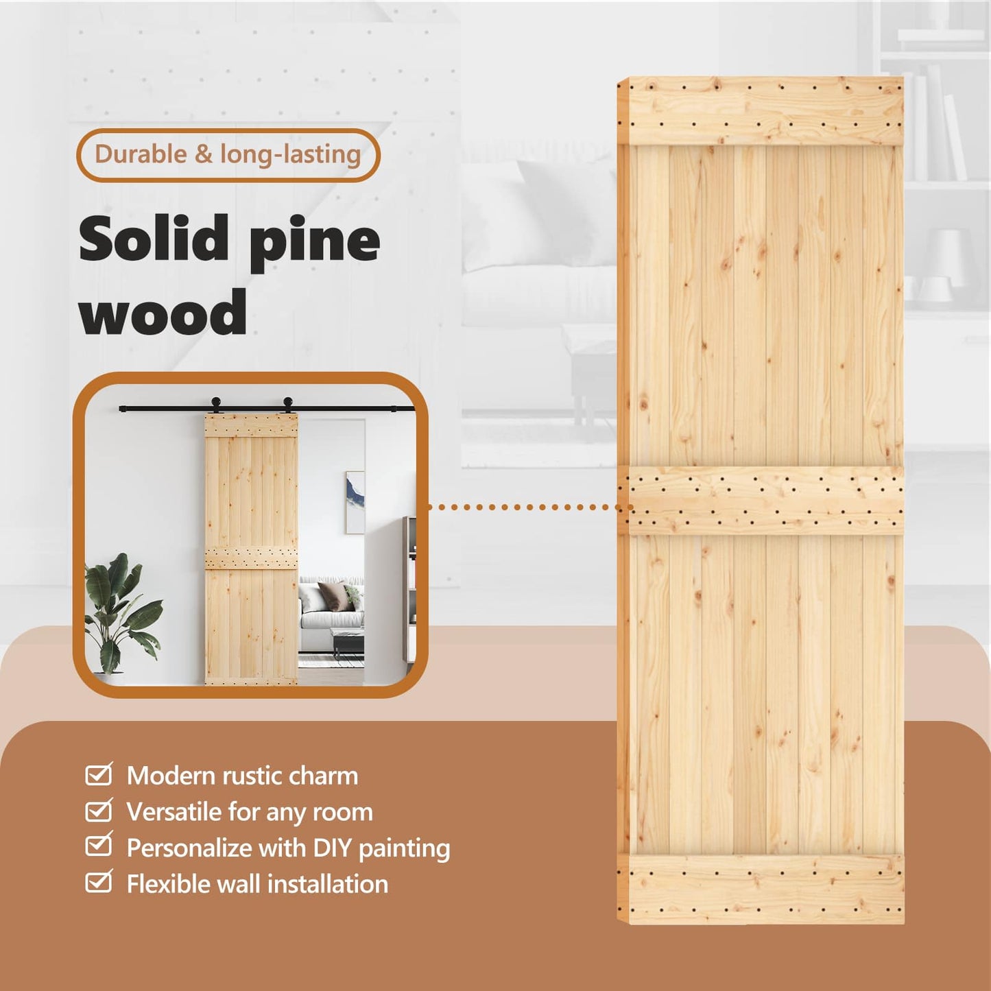 Door NARVIK Natural 70 x 210 cm Solid Pine Wood