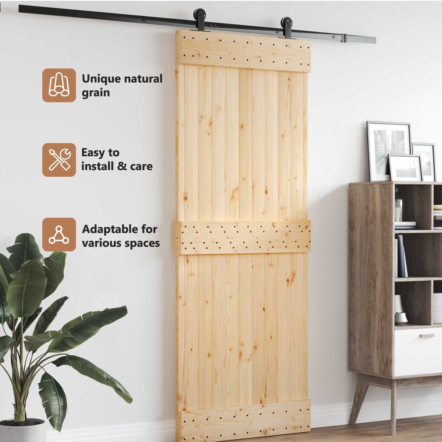 Door NARVIK Natural 85 x 210 cm Solid Pine Wood