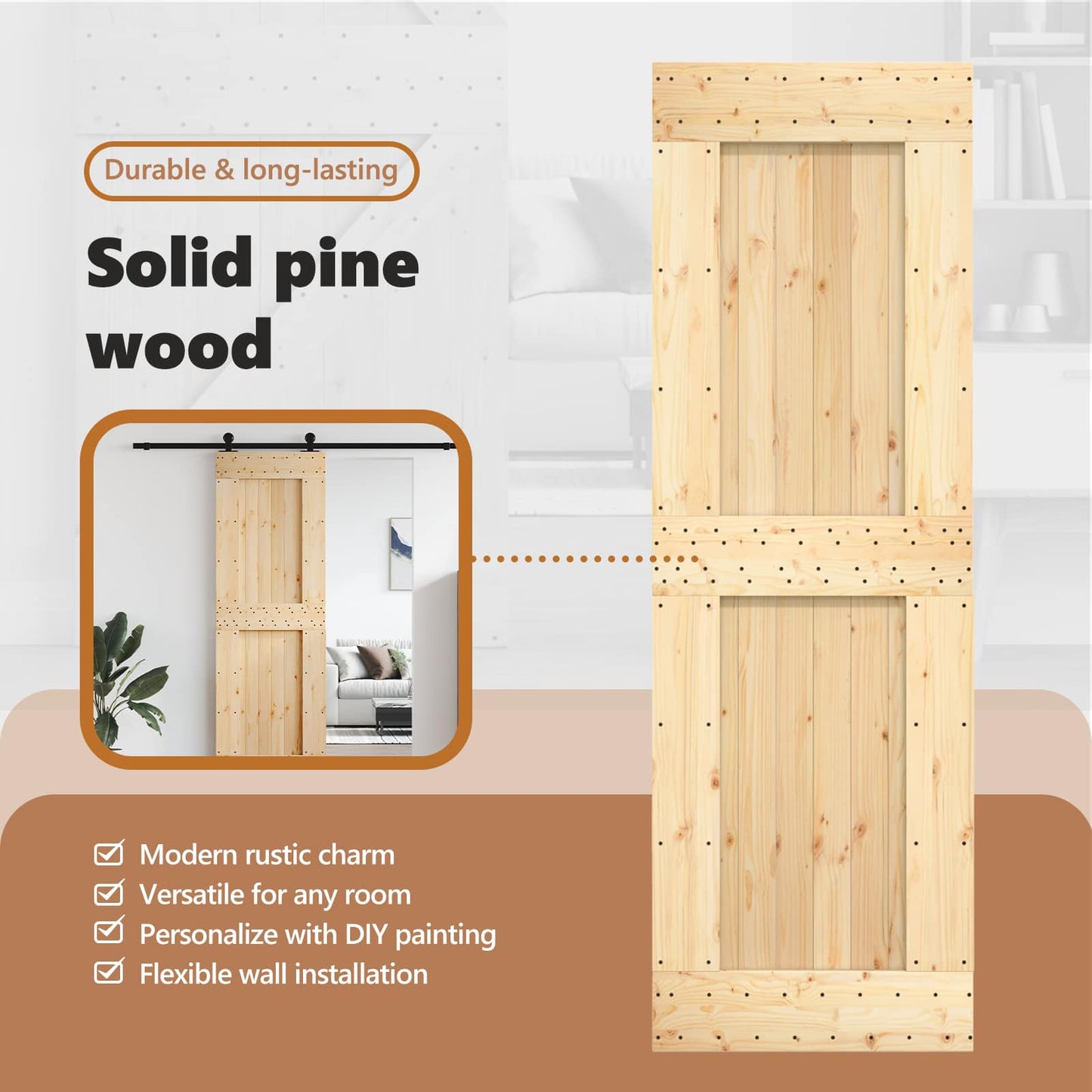 Door NARVIK Natural 70 x 210 cm Solid Pine Wood