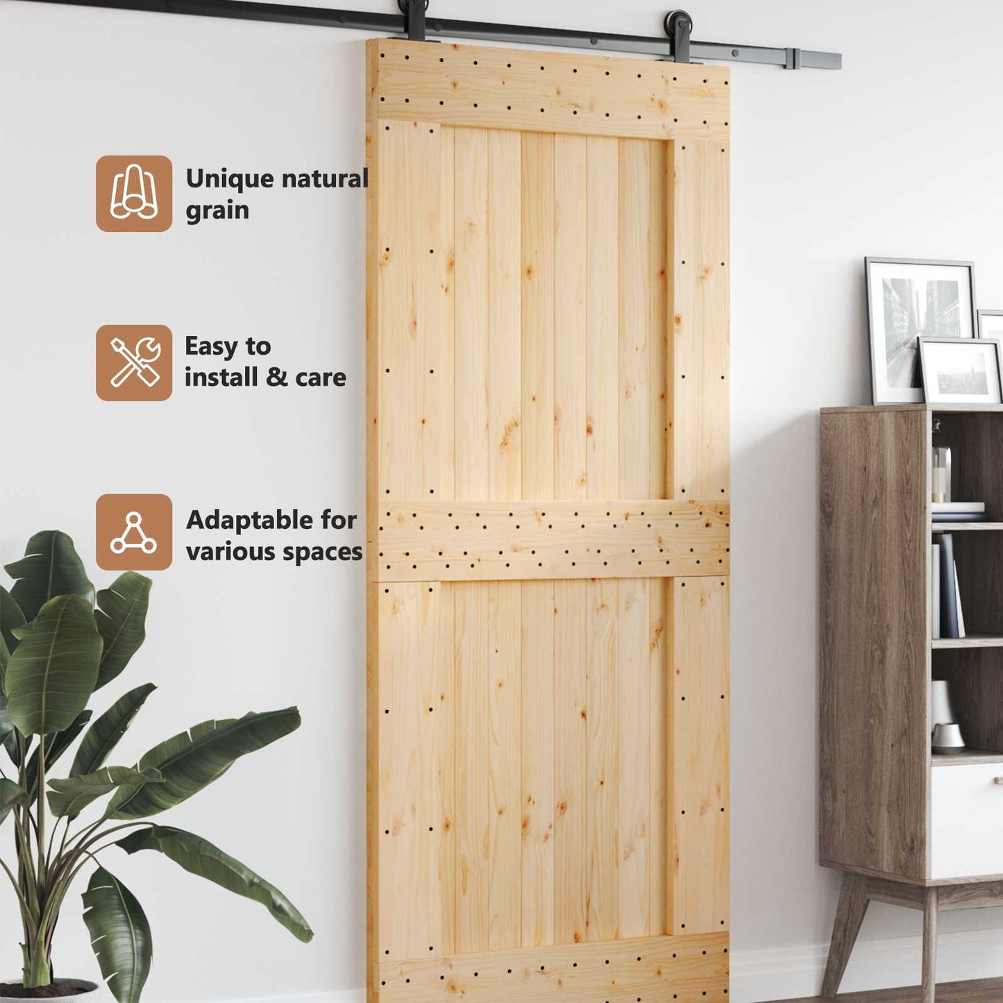 Door NARVIK Natural 95 x 210 cm Solid Pine Wood