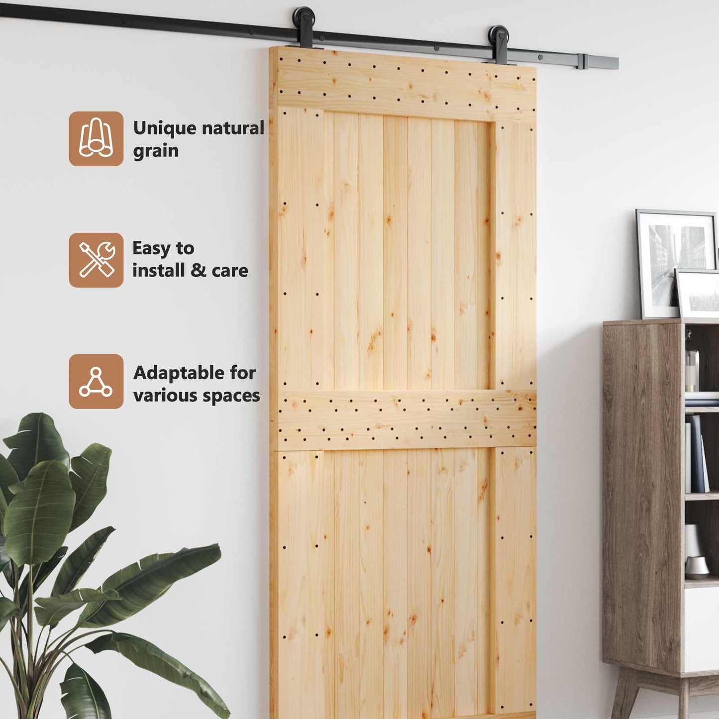 Door NARVIK Natural 100 x 210 cm Solid Pine Wood