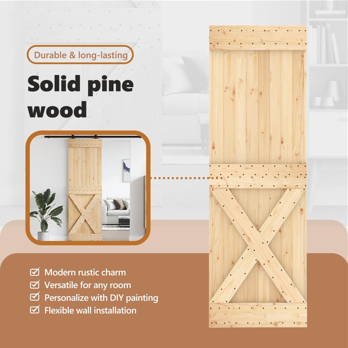 Door NARVIK Natural 70 x 210 cm Solid Pine Wood