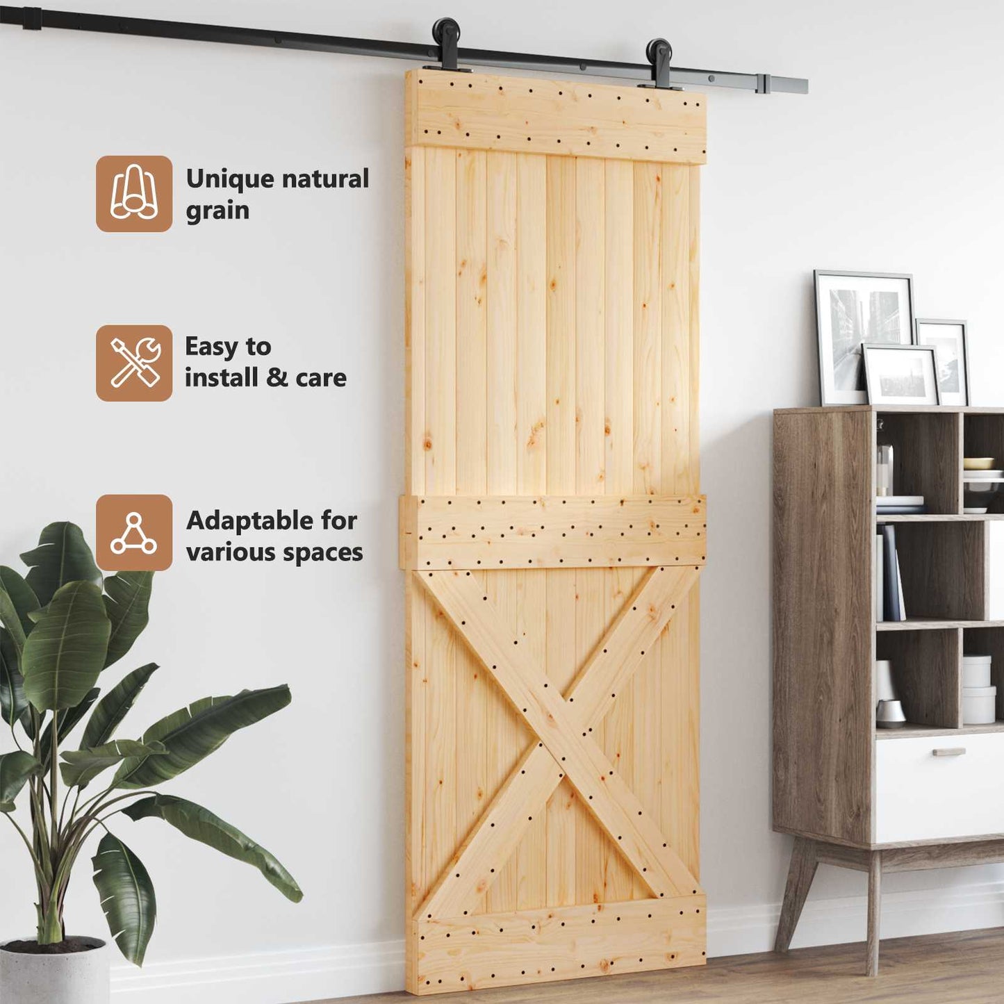 Door NARVIK Natural 85 x 210 cm Solid Pine Wood