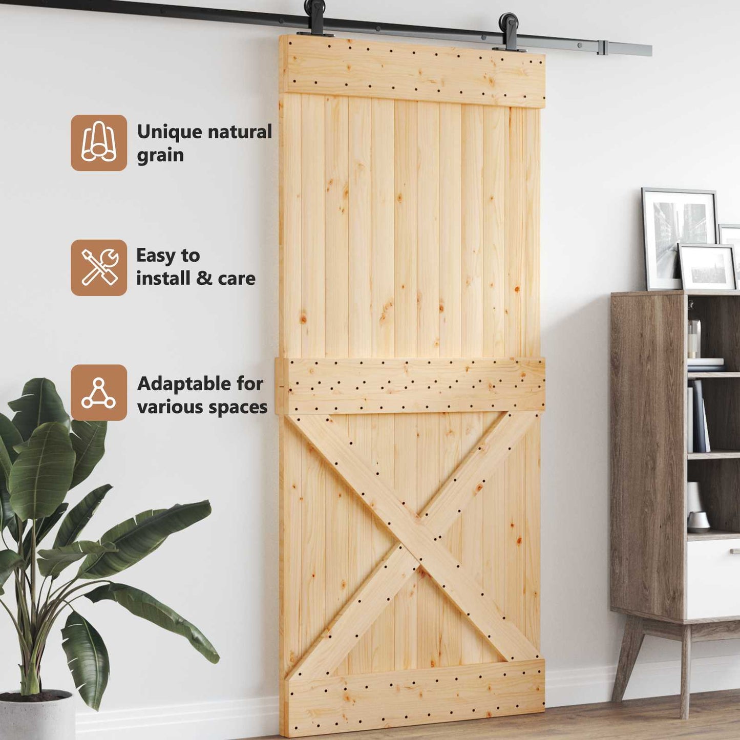 Door NARVIK Natural 100 x 210 cm Solid Pine Wood