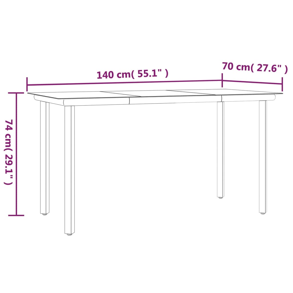 5 Piece Garden Dining Set Poly Rattan and Steel