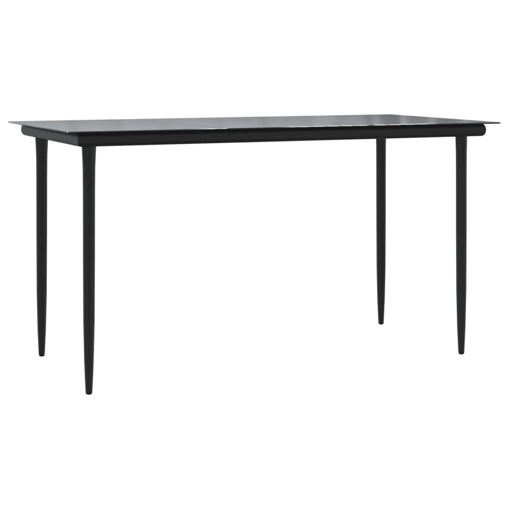 5 Piece Garden Dining Set Black Textilene and Steel
