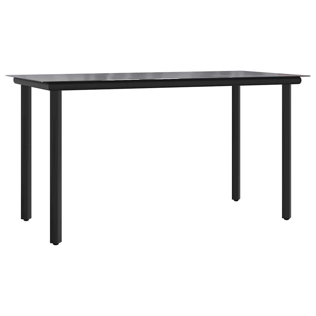 7 Piece Garden Dining Set Black Textilene and Steel