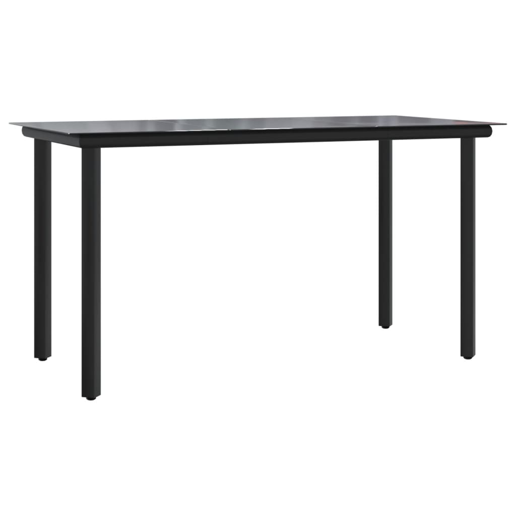 9 Piece Garden Dining Set Black Textilene and Steel