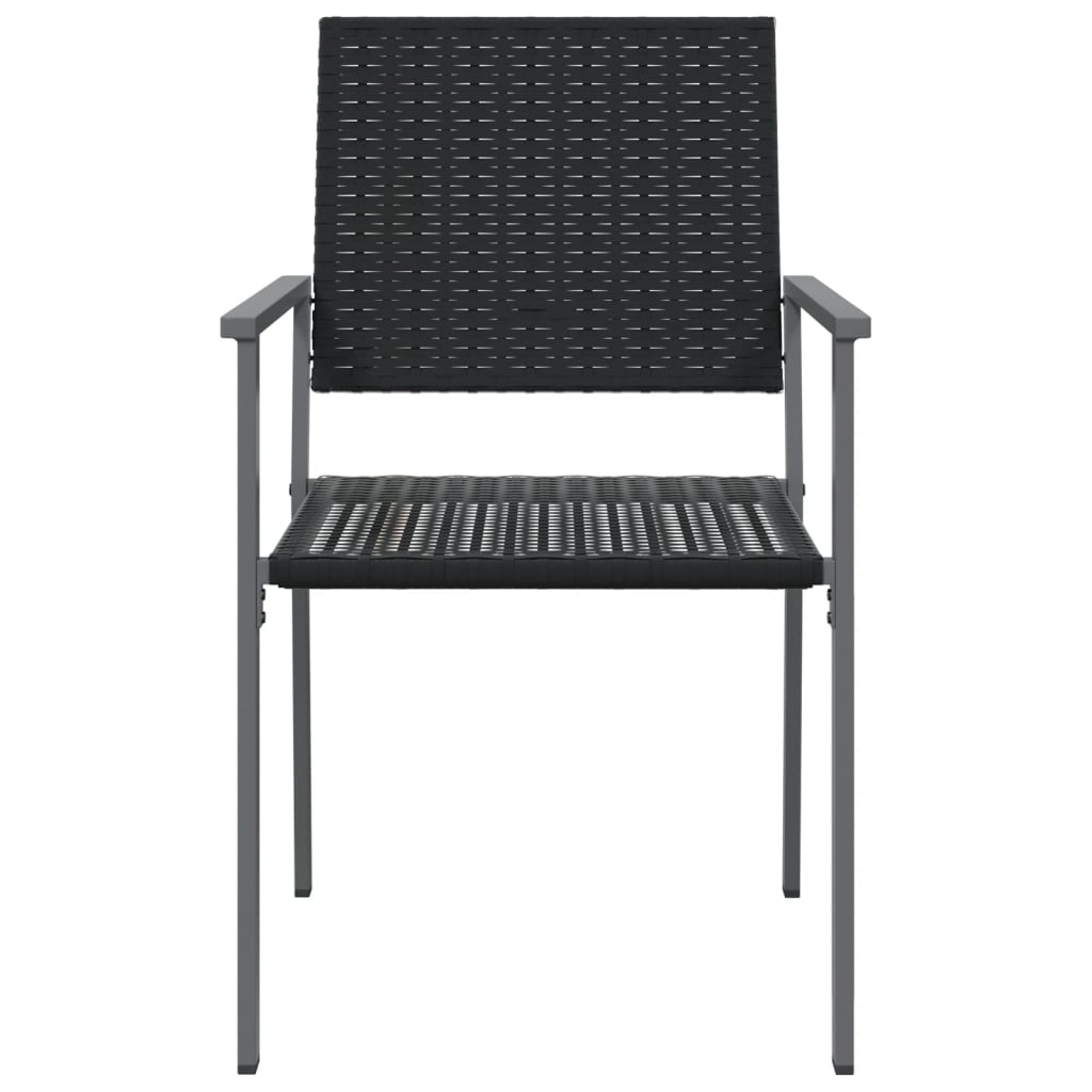 Garden Chair | Set of 4 | Black | PE Rattan, Powder-Coated Steel | Medium