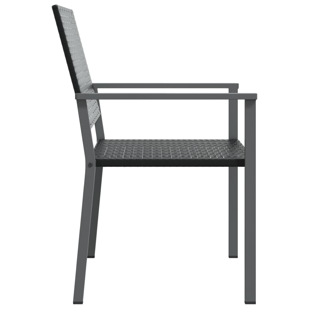 Garden Chair | Set of 4 | Black | PE Rattan, Powder-Coated Steel | Medium