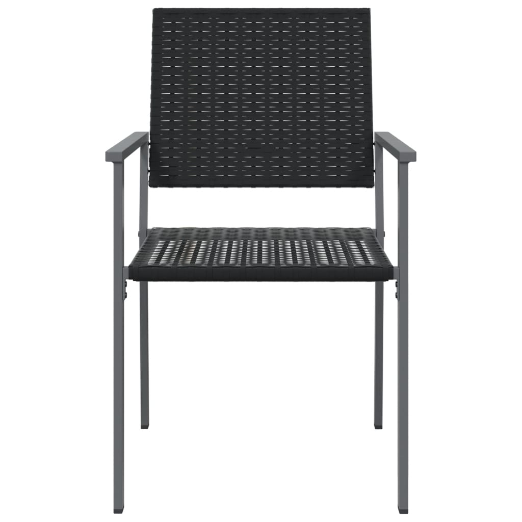 Garden Chair | Set of 6 | Black | PE rattan, powder-coated steel | Medium