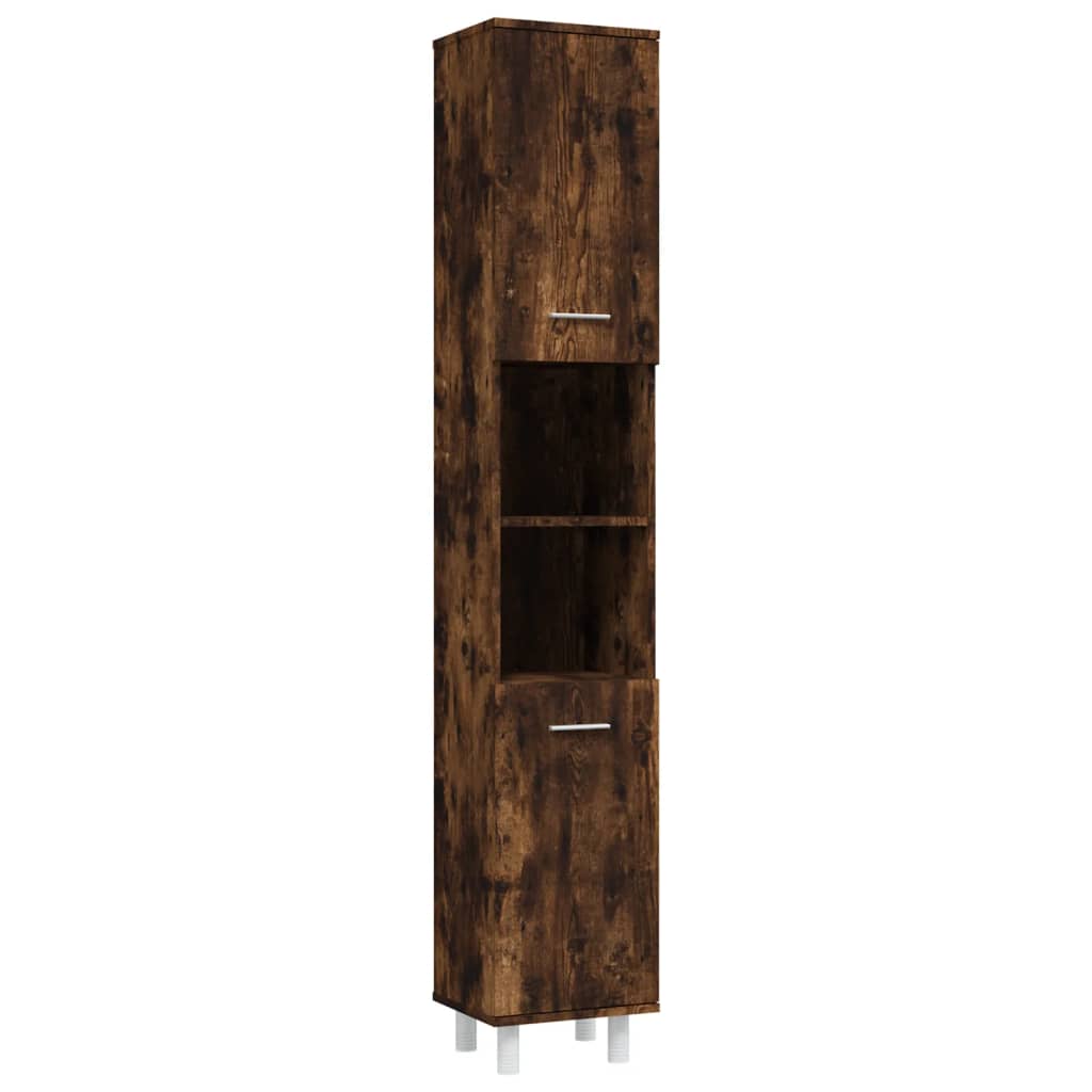 vidaXL 4 Piece Bathroom Cabinet Set Smoked Oak Engineered Wood