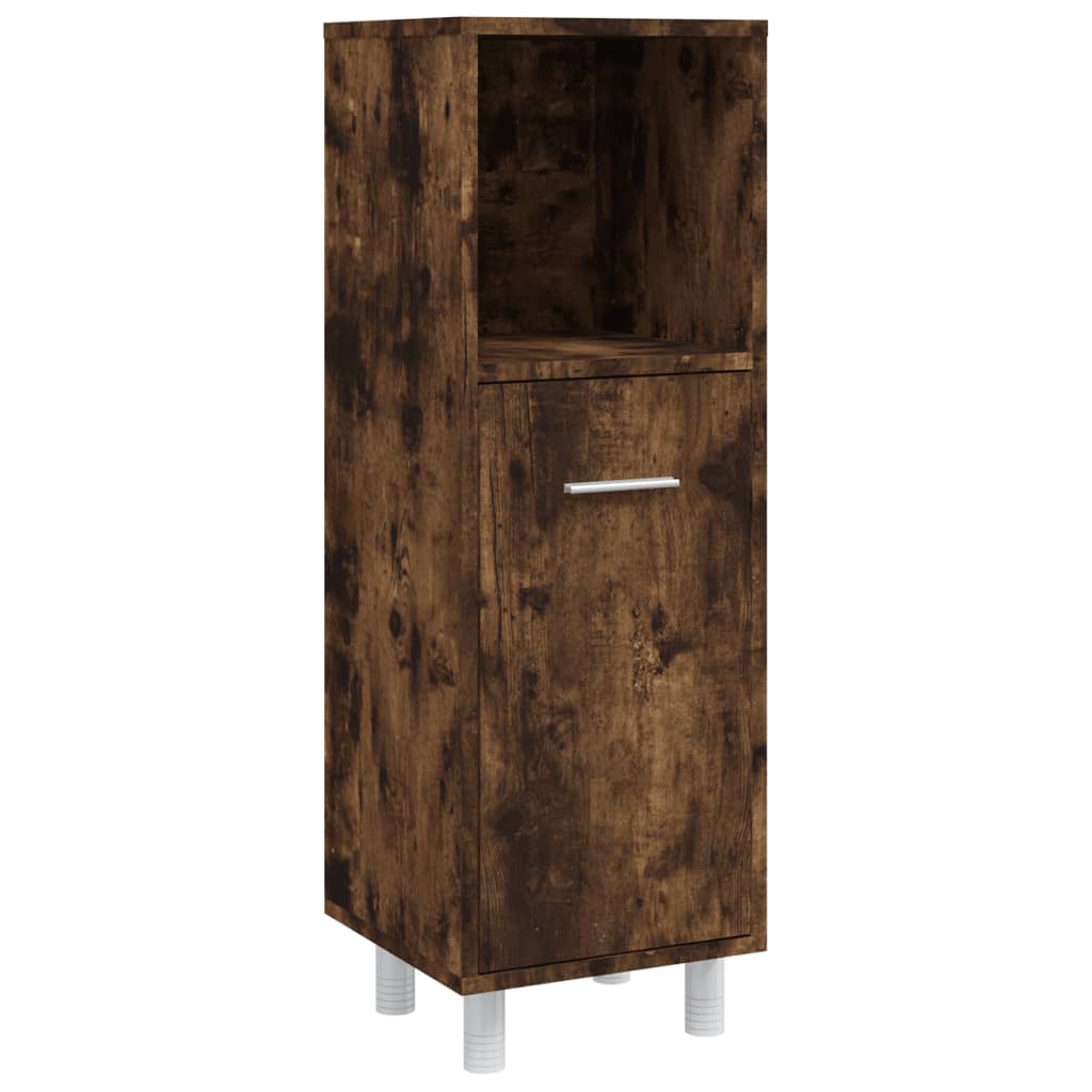 vidaXL 4 Piece Bathroom Cabinet Set Smoked Oak Engineered Wood