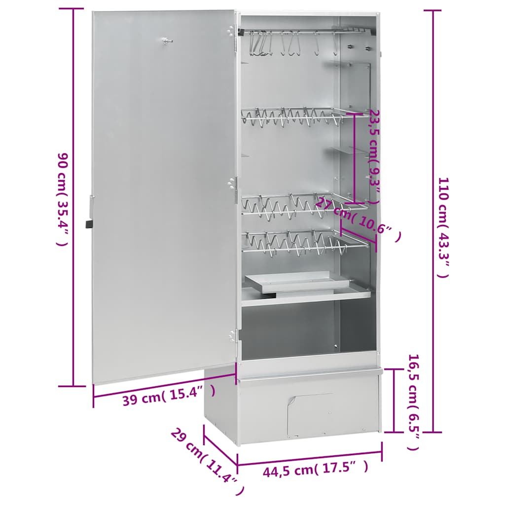 vidaXL BBQ Oven Smoker with Table Galvanised Steel