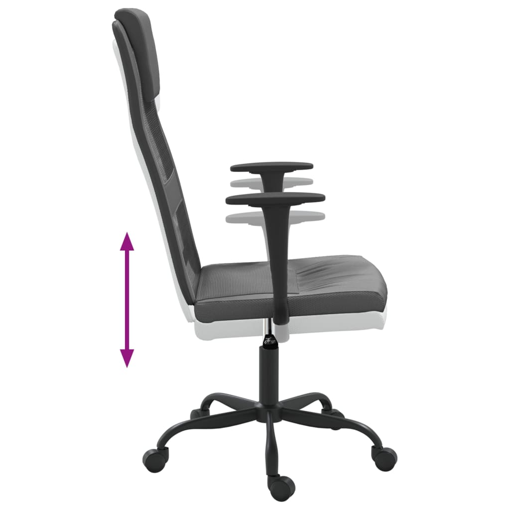 Office Chair Grey Mesh Fabric and Faux Leather
