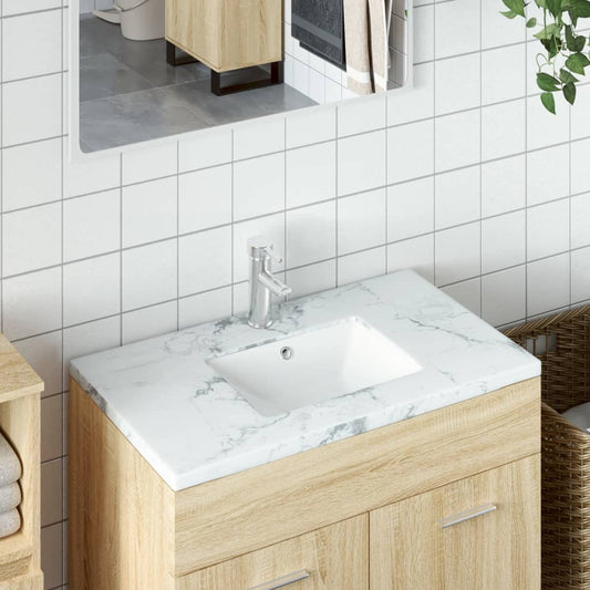 vidaXL Bathroom Sink White 36.5x32x15.5 cm Rectangular Ceramic