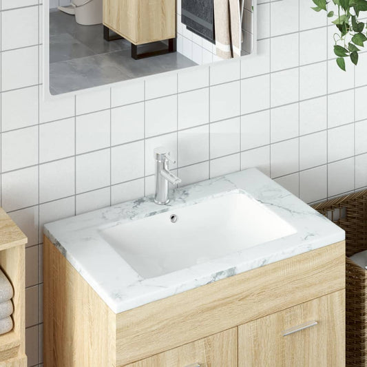 vidaXL Bathroom Sink White 55.5x37.5x19 cm Rectangular Ceramic