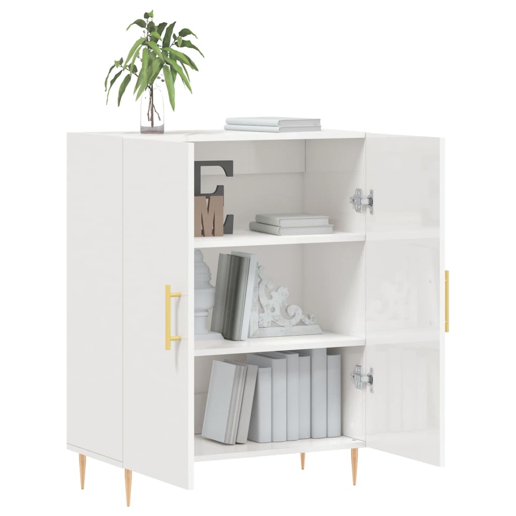 Sideboard High Gloss White 69,5x34x90 cm Engineered Wood