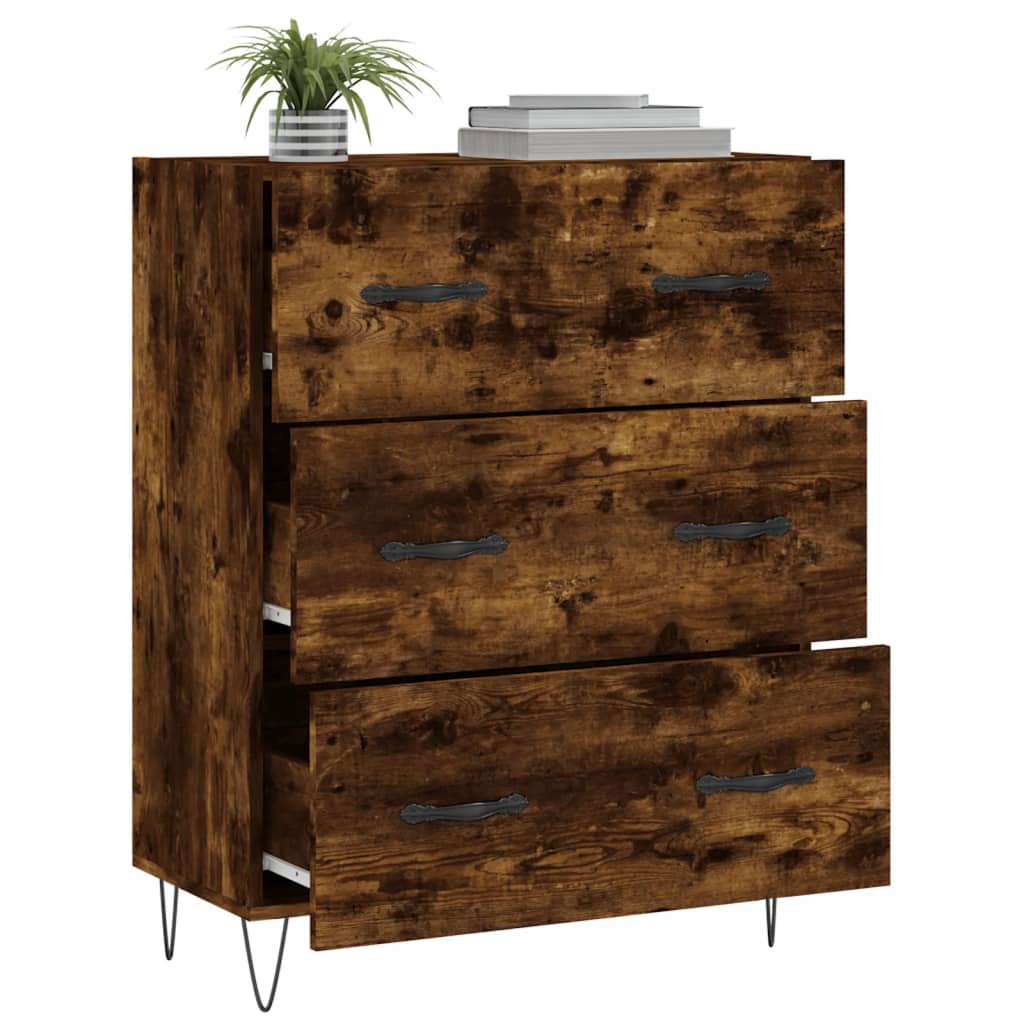 Sideboard Smoked Oak 69.5x34x90 cm Engineered Wood