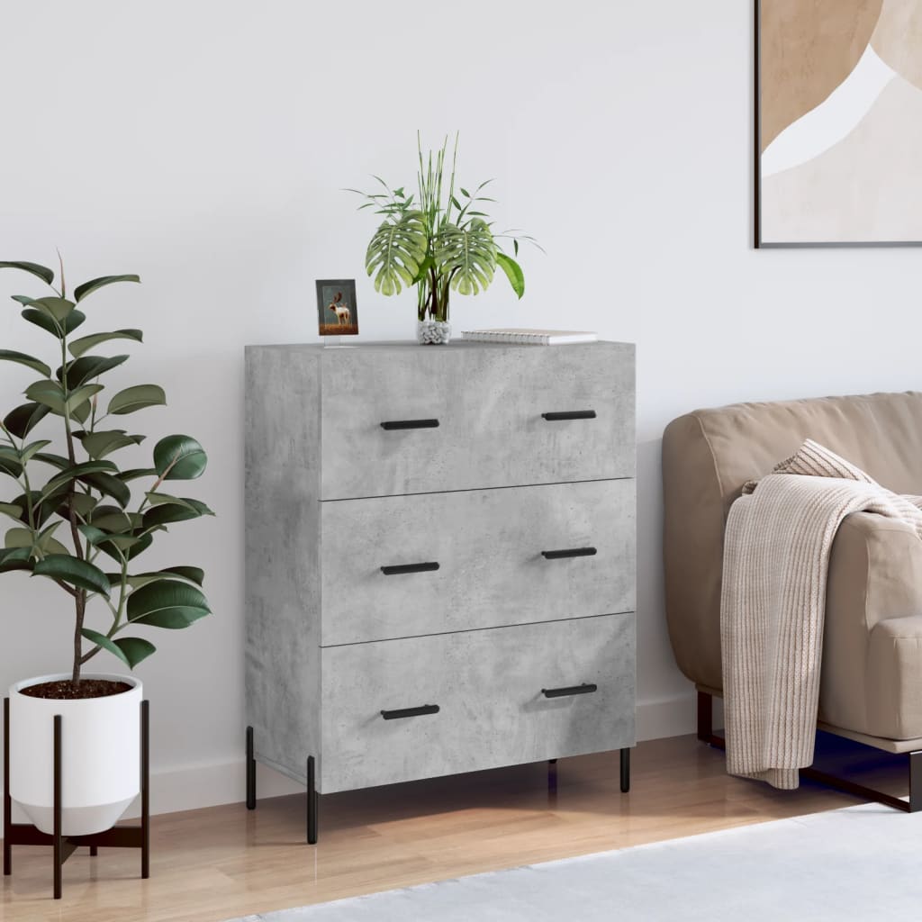 vidaXL Sideboard Concrete Grey 69.5x34x90 cm Engineered Wood