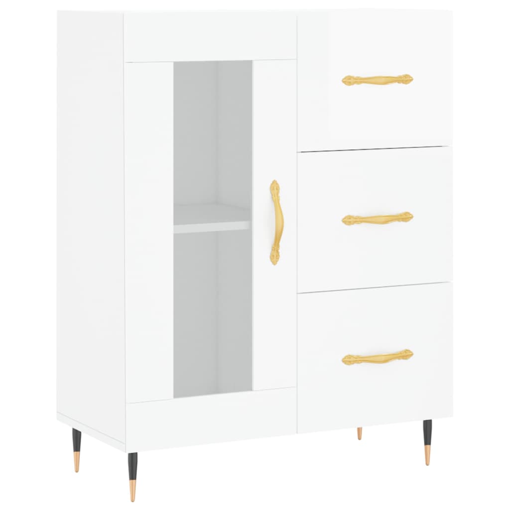 Sideboard High Gloss White 69,5x34x90 cm Engineered Wood