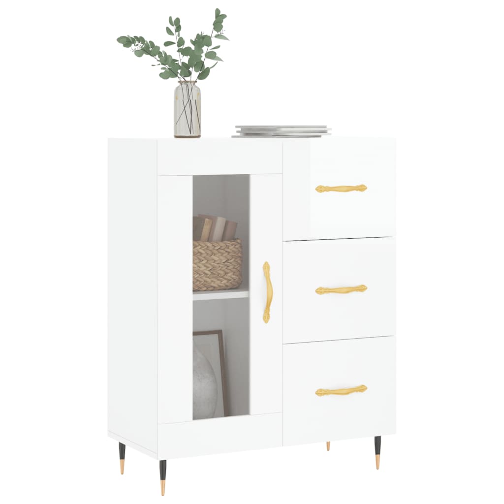 Sideboard High Gloss White 69,5x34x90 cm Engineered Wood