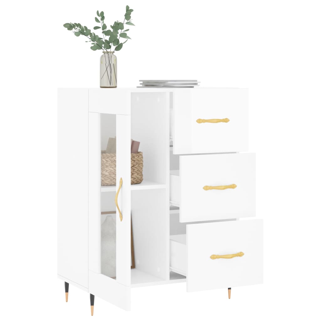 Sideboard High Gloss White 69,5x34x90 cm Engineered Wood