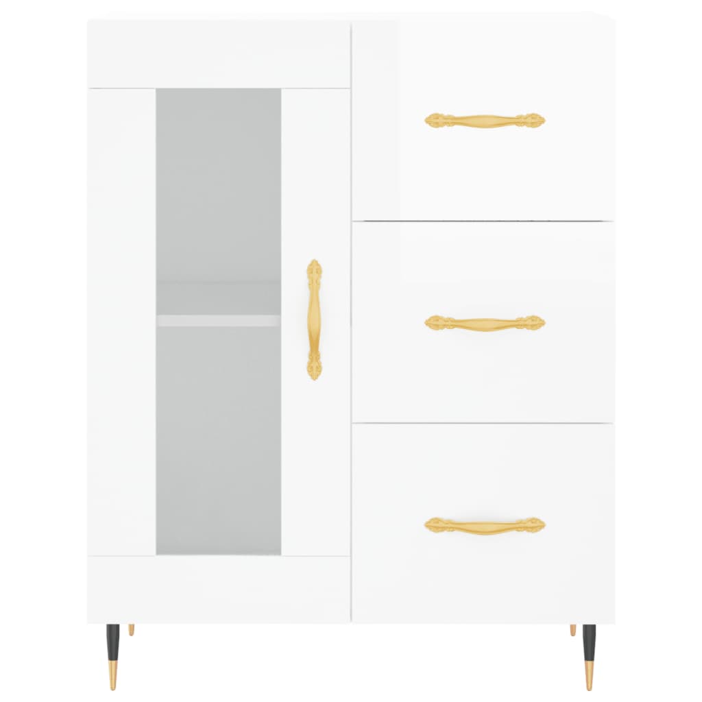 Sideboard High Gloss White 69,5x34x90 cm Engineered Wood