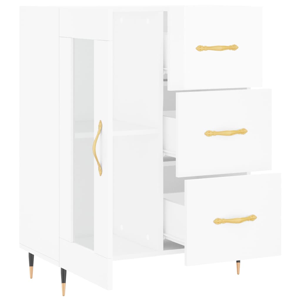 Sideboard High Gloss White 69,5x34x90 cm Engineered Wood