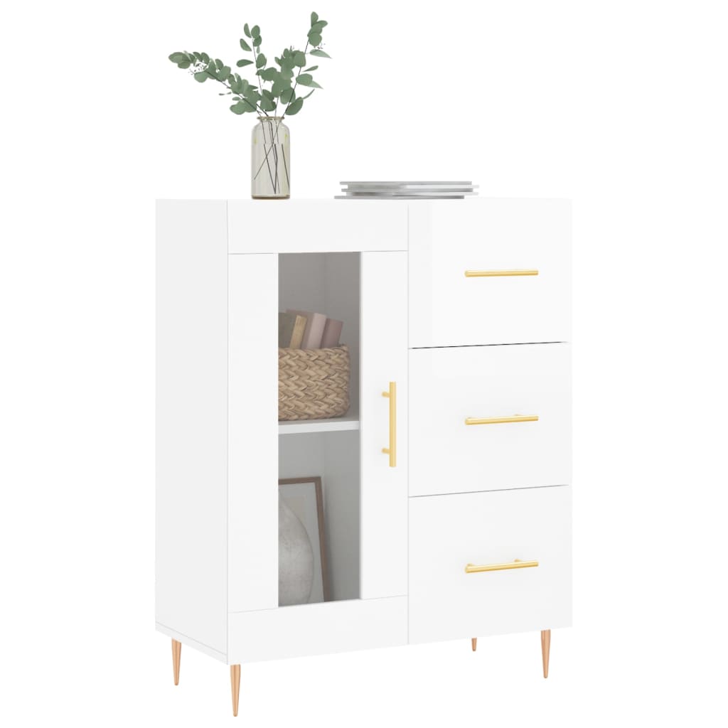 Sideboard High Gloss White 69,5x34x90 cm Engineered Wood