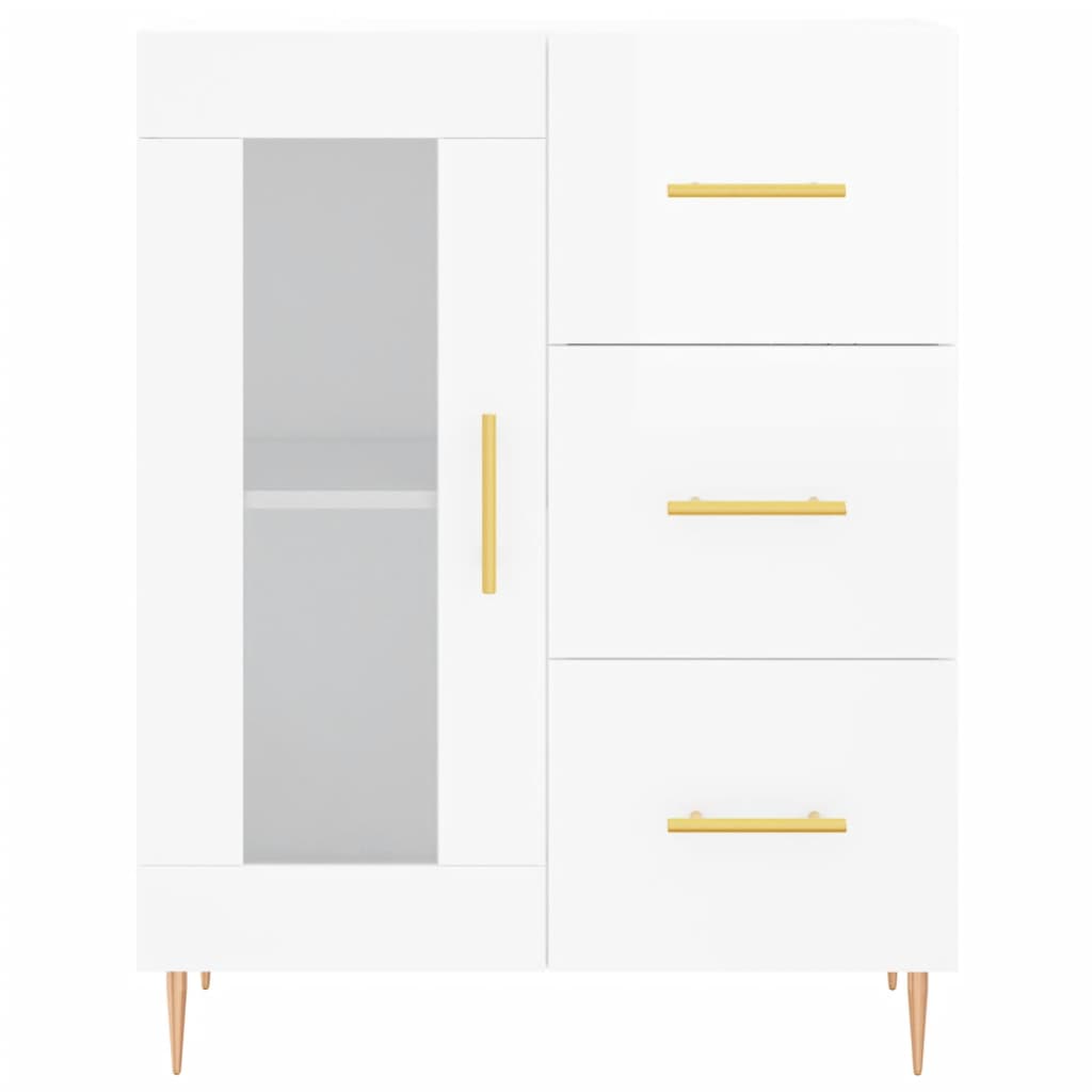 Sideboard High Gloss White 69,5x34x90 cm Engineered Wood