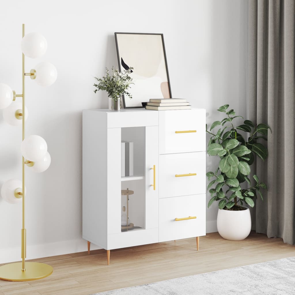 Sideboard High Gloss White 69,5x34x90 cm Engineered Wood