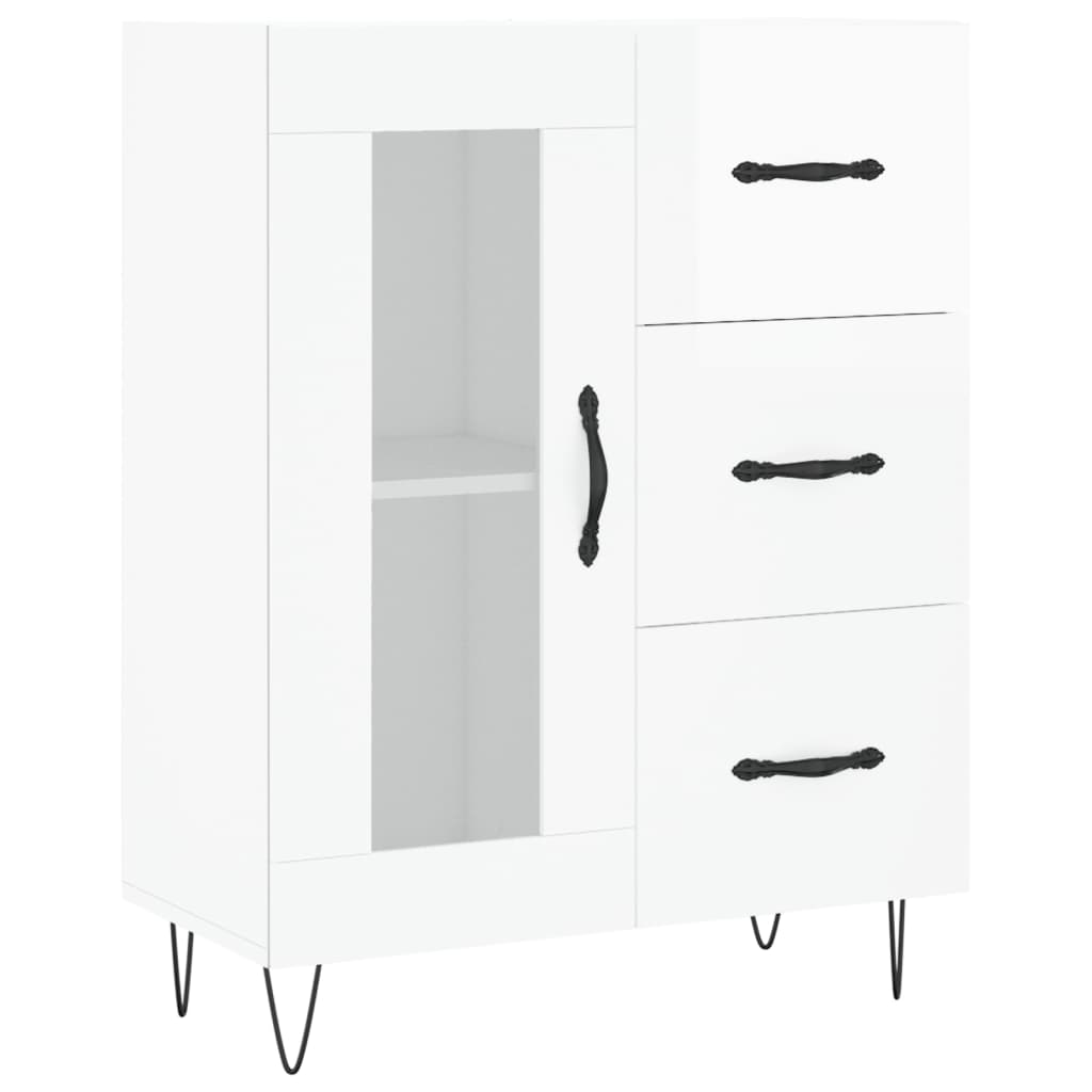 Sideboard High Gloss White 69,5x34x90 cm Engineered Wood