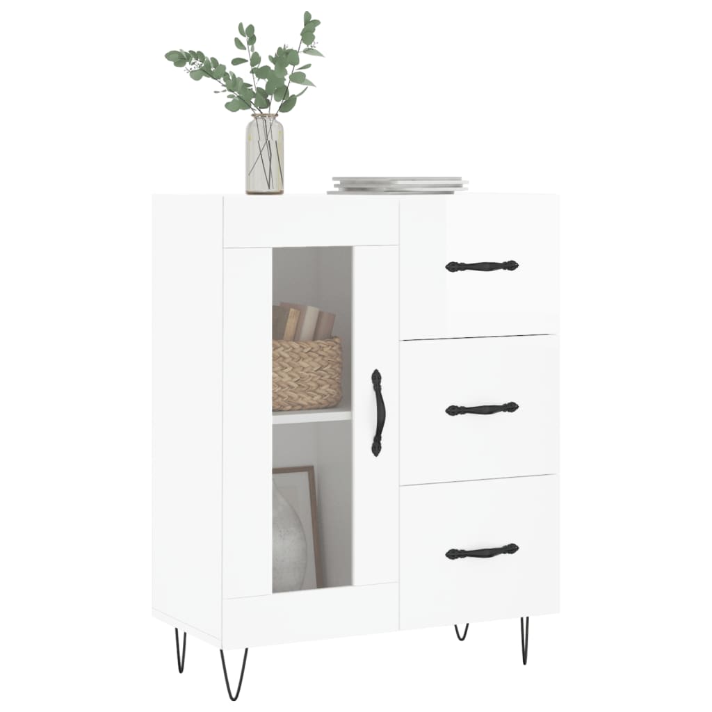 Sideboard High Gloss White 69,5x34x90 cm Engineered Wood