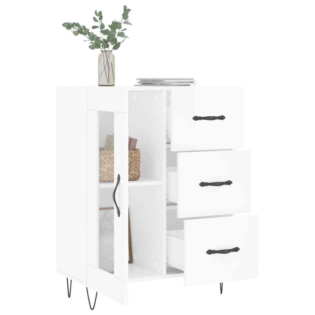 Sideboard High Gloss White 69,5x34x90 cm Engineered Wood